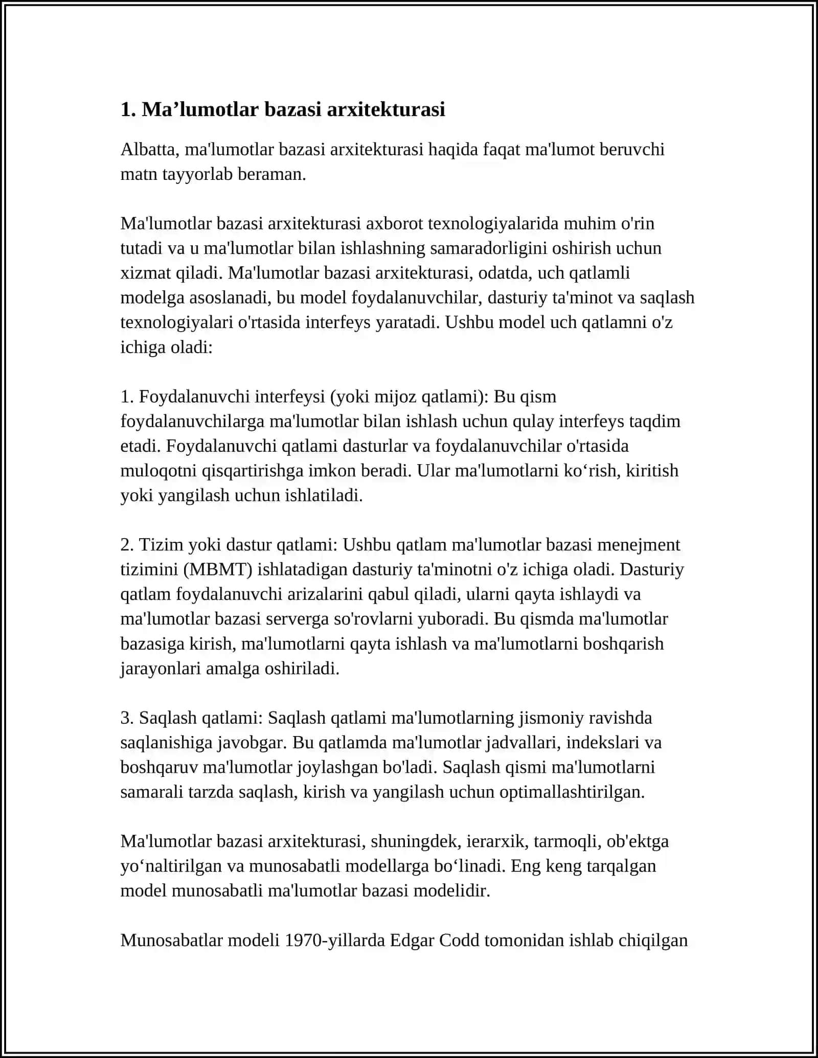 MAʼLUMOTLAR BAZASINI TUZISH 4