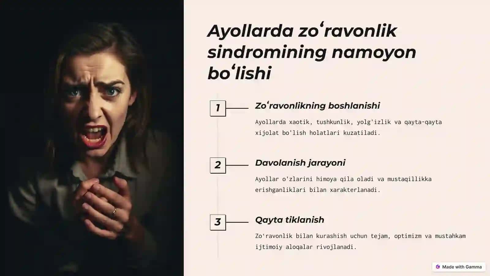 Zoʻravonlik qurbonlari bilan ish 4