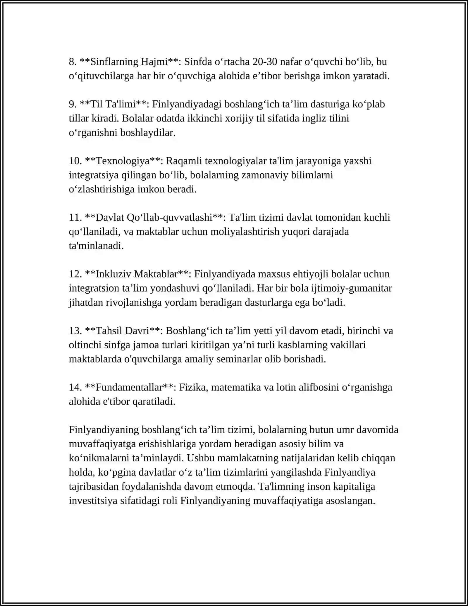 Finlyandiyada boshlang‘ich ta’lim tizimi 4