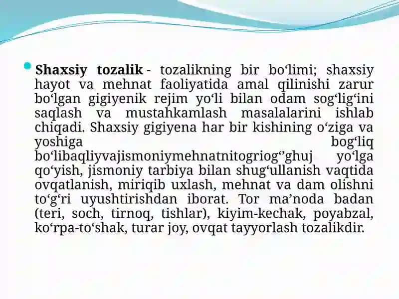 Bemorning Shaxsiy Gigiyenasi 4