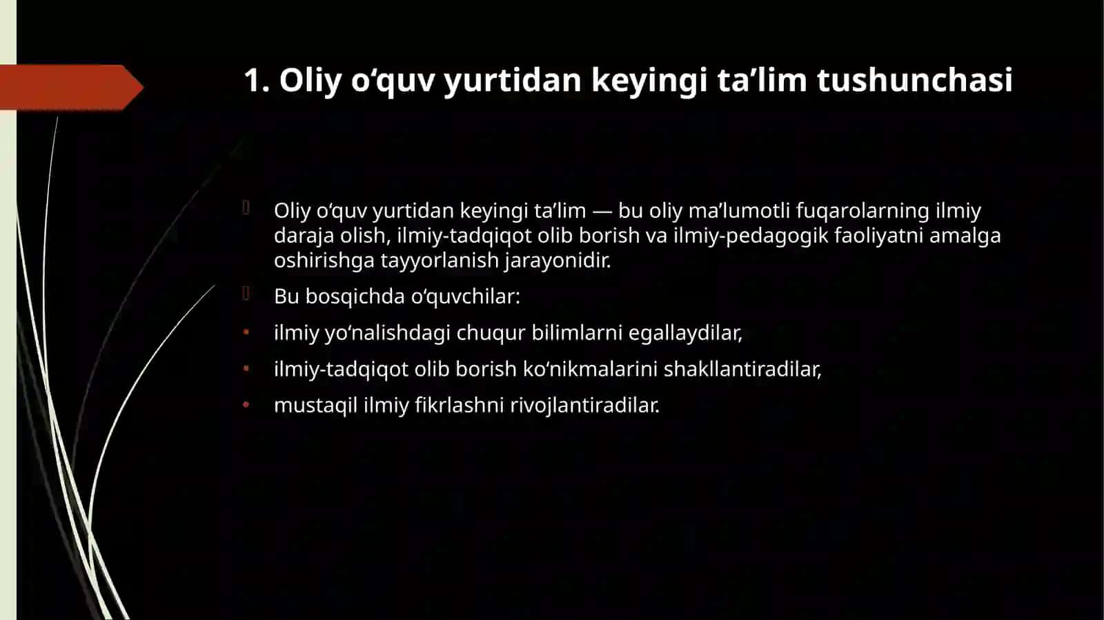 Oliy о‘quv yurtidan keyingi ta’lim 4