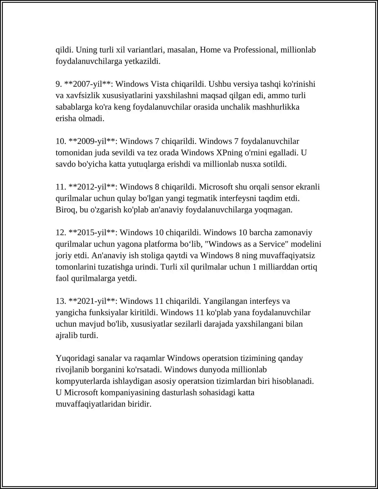 WINDOWS OPERATSION TIZIM 4