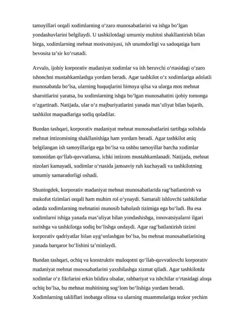 Korporativ madaniyat va mehnat munosabatlar 4