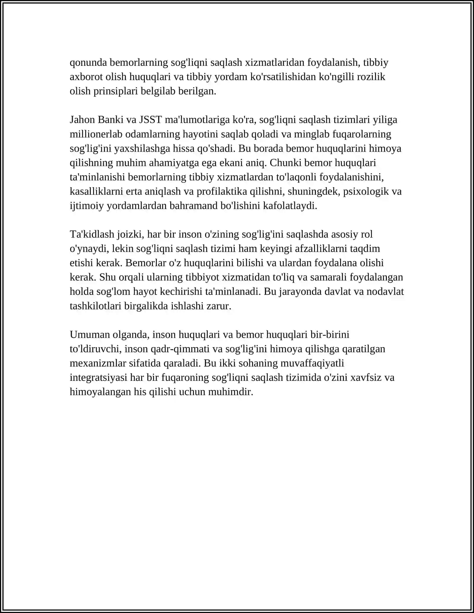 BEMOR HUQUQLARI DEKLARATSIYASI,TIBBIY ETIKA ASOSLARI 4