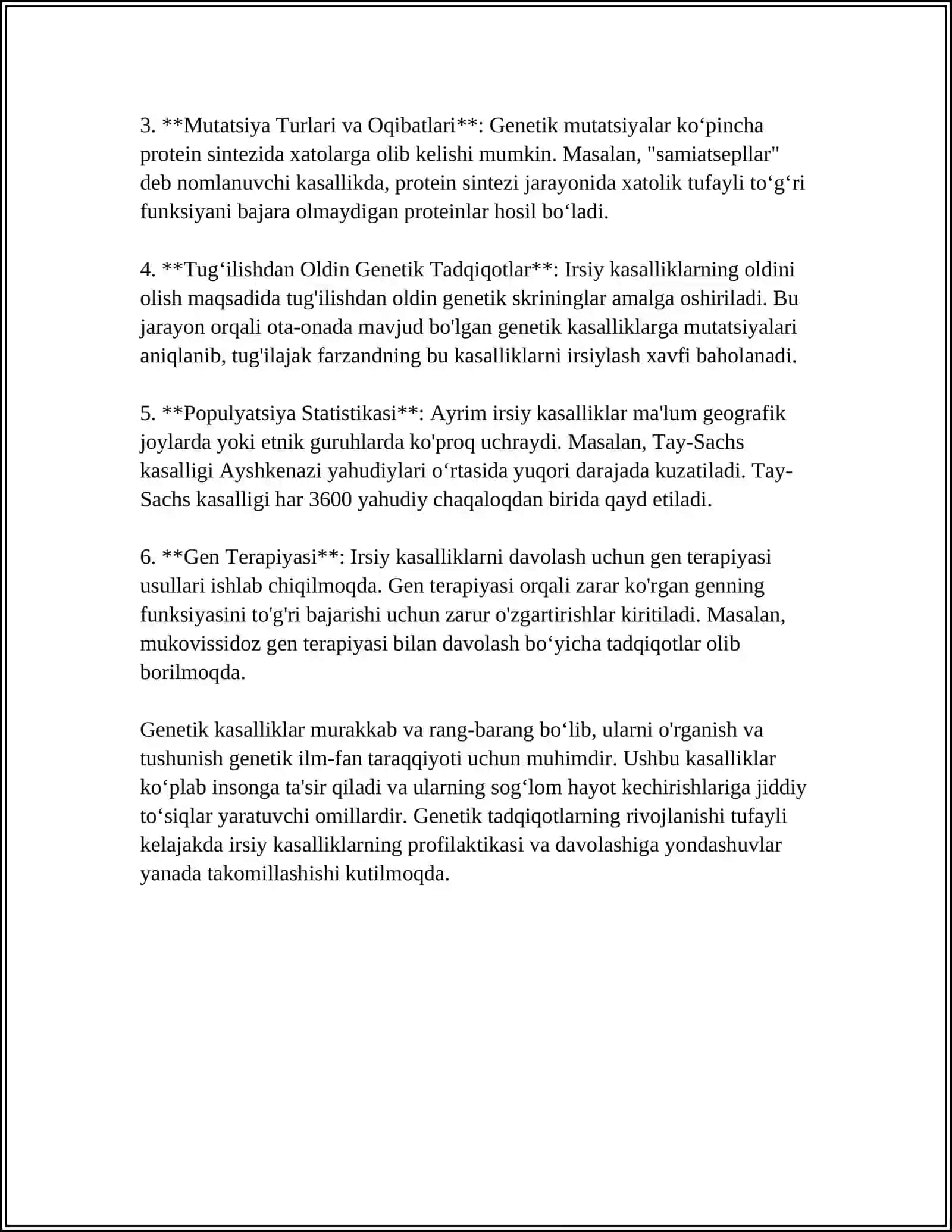 IRSIY KASALLIKLAR TIBBIY GENETIK MASLAHAT 4