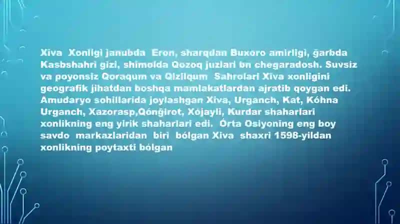 Xiva xonligi tarixiy geografiyasi 4