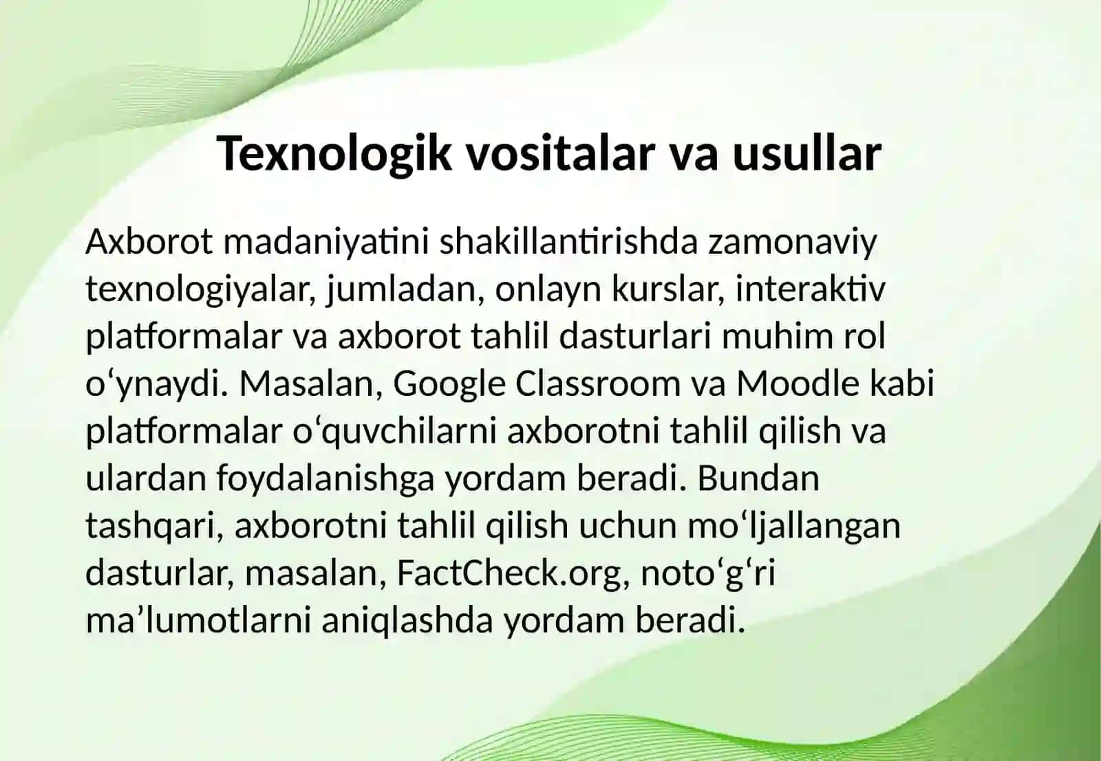 O‘quvchilarda axborot madaniyatini shakillantirish texnalogiyasi 4
