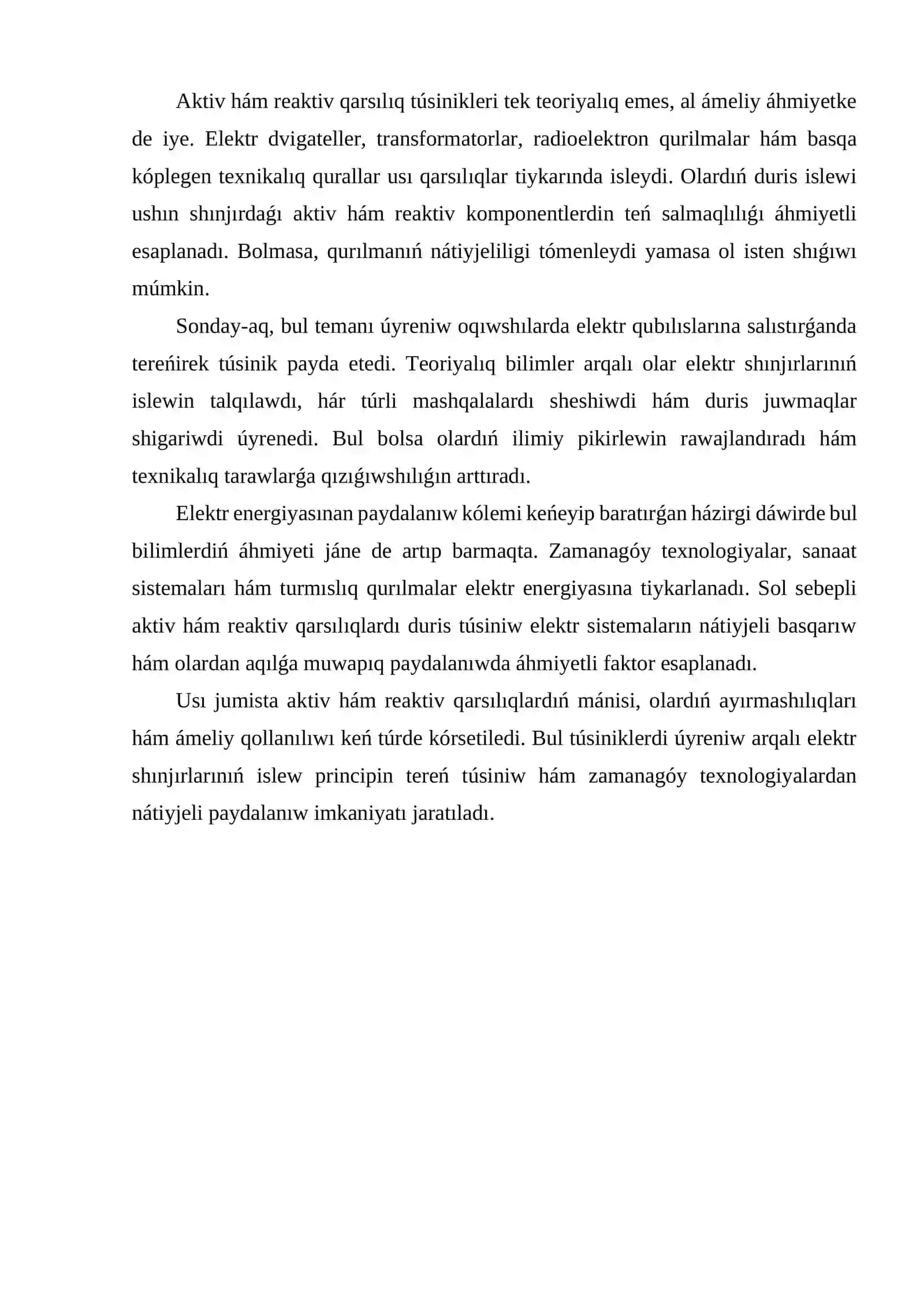 Aktiv hám reaktiv qarsılıqlardıń parqı 4