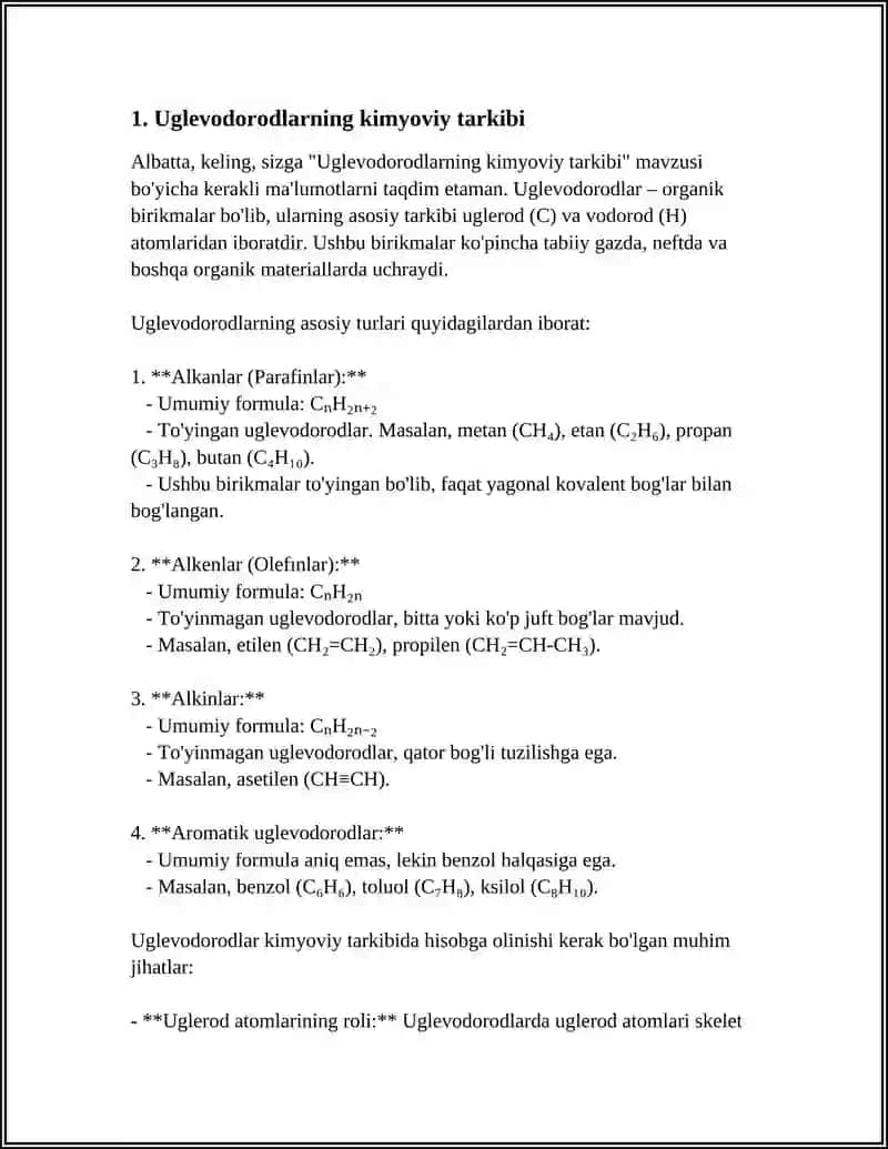 MUSTAQIL ISH Mavzu: UGLEVADARODLAR 4