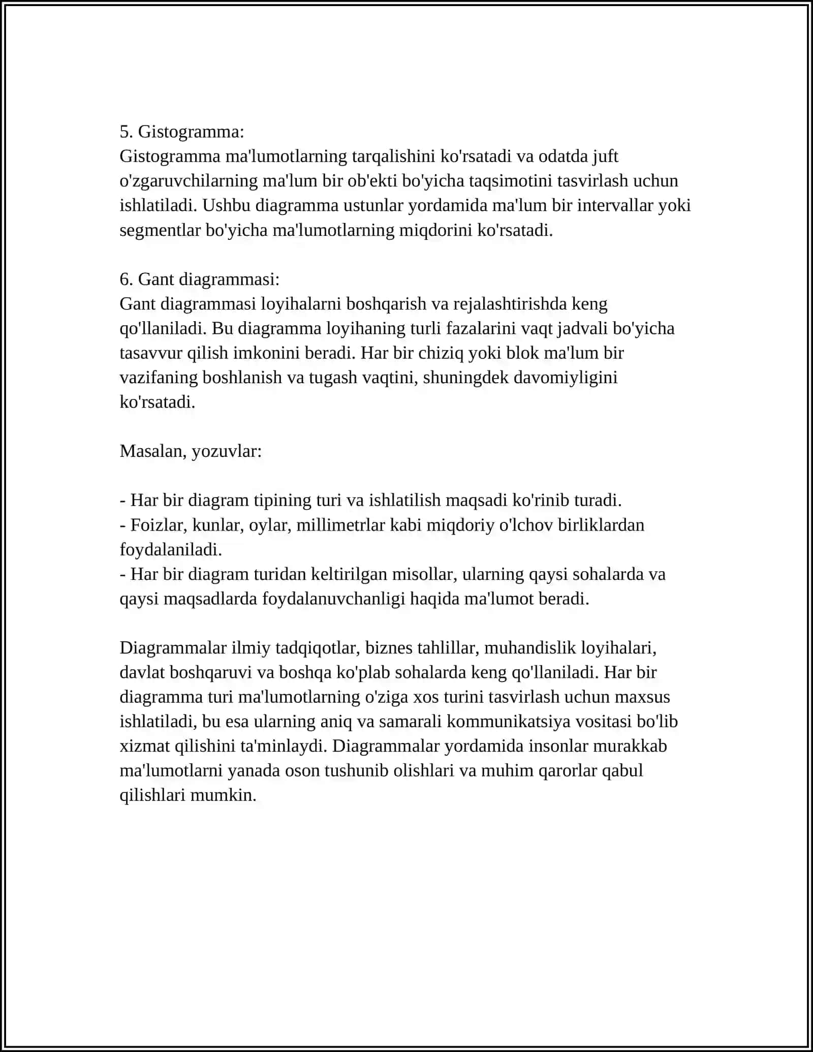 EXCEL DASTURIDA DIAGRAMMALAR BILAN ISHLASH 4
