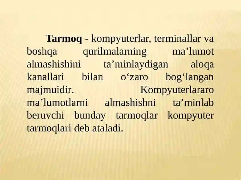 Tarmoqlangan axborot texnologiyalari va Internet xizmatlari 4