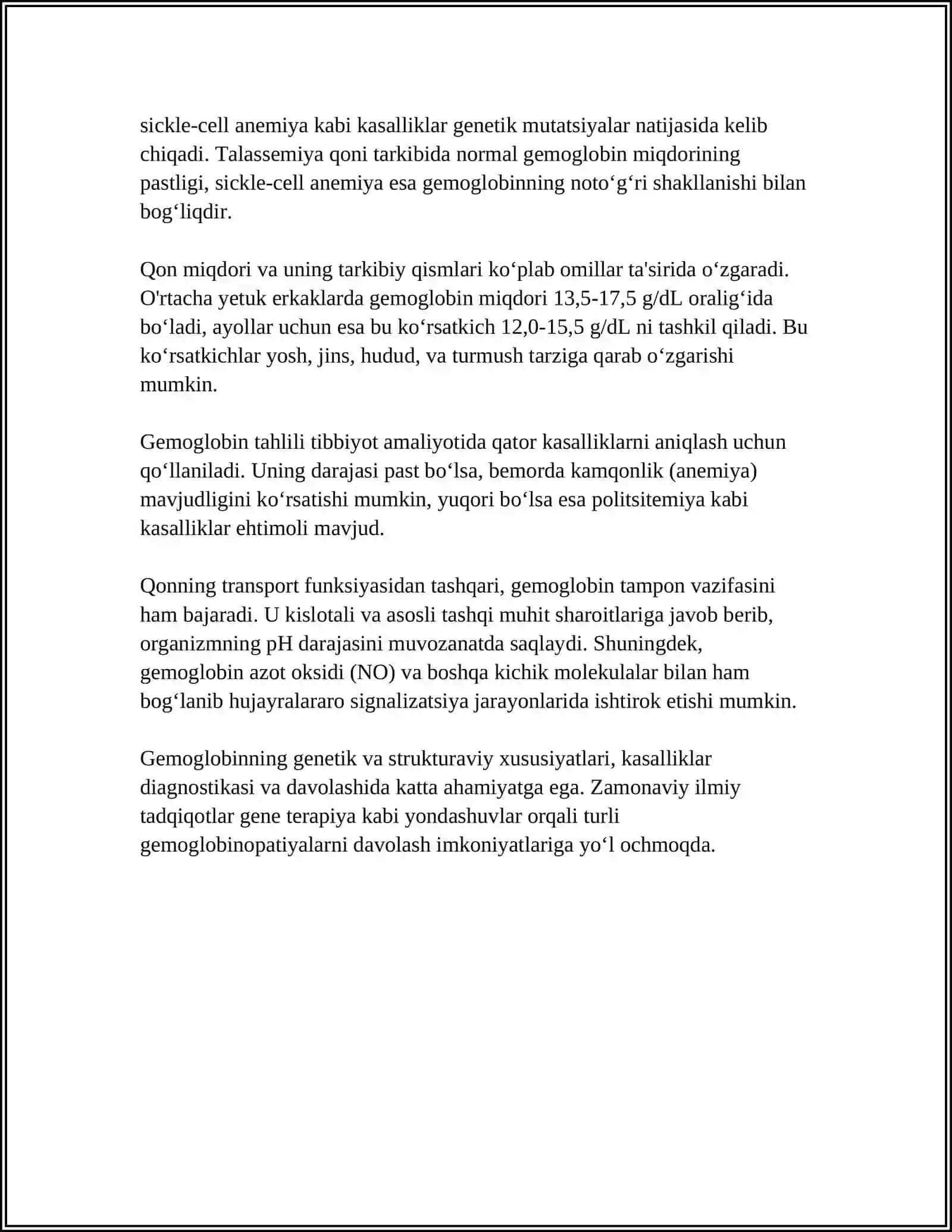 GEMOGLOBIN VA UNING TURLAR. LEYKOSITLAR, TIBBIYOTDAGI AHAMIYATI 4