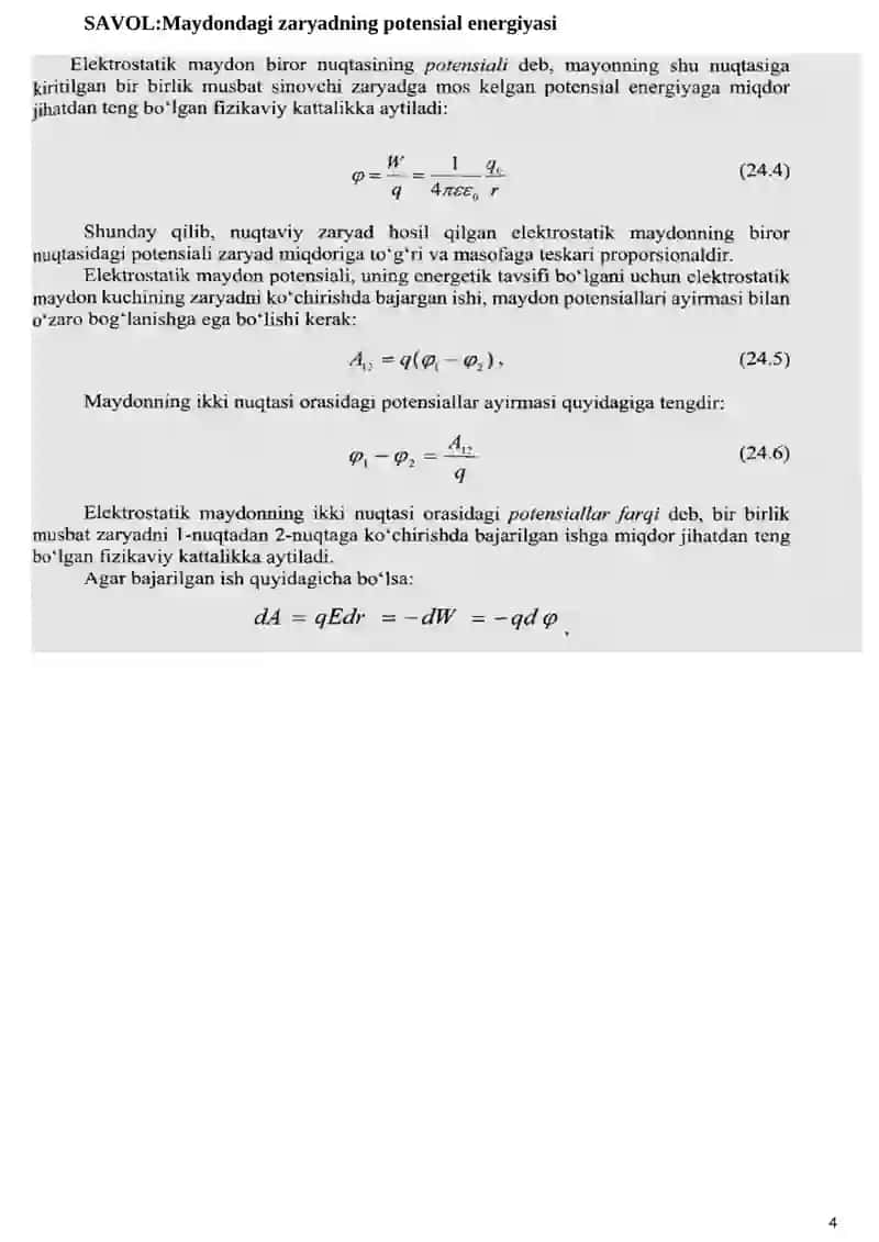 fizika yakuniy savollariga javoblar 4