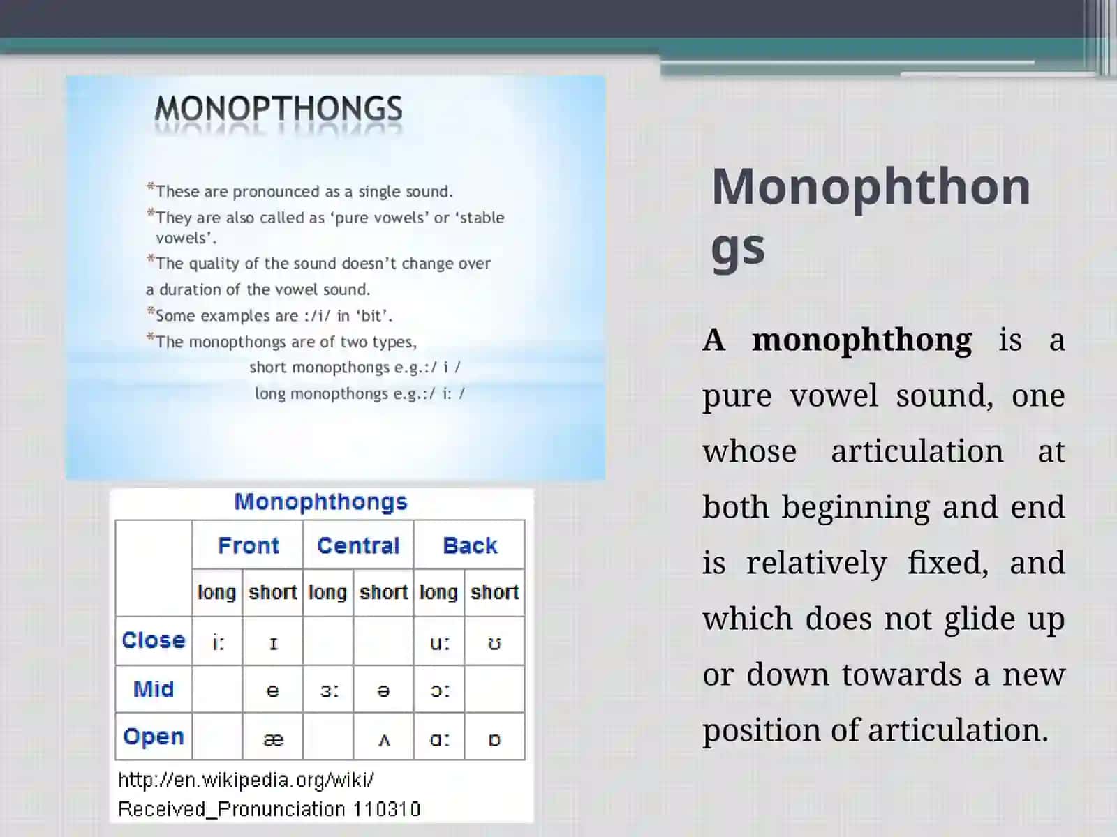 Monophthongs 4