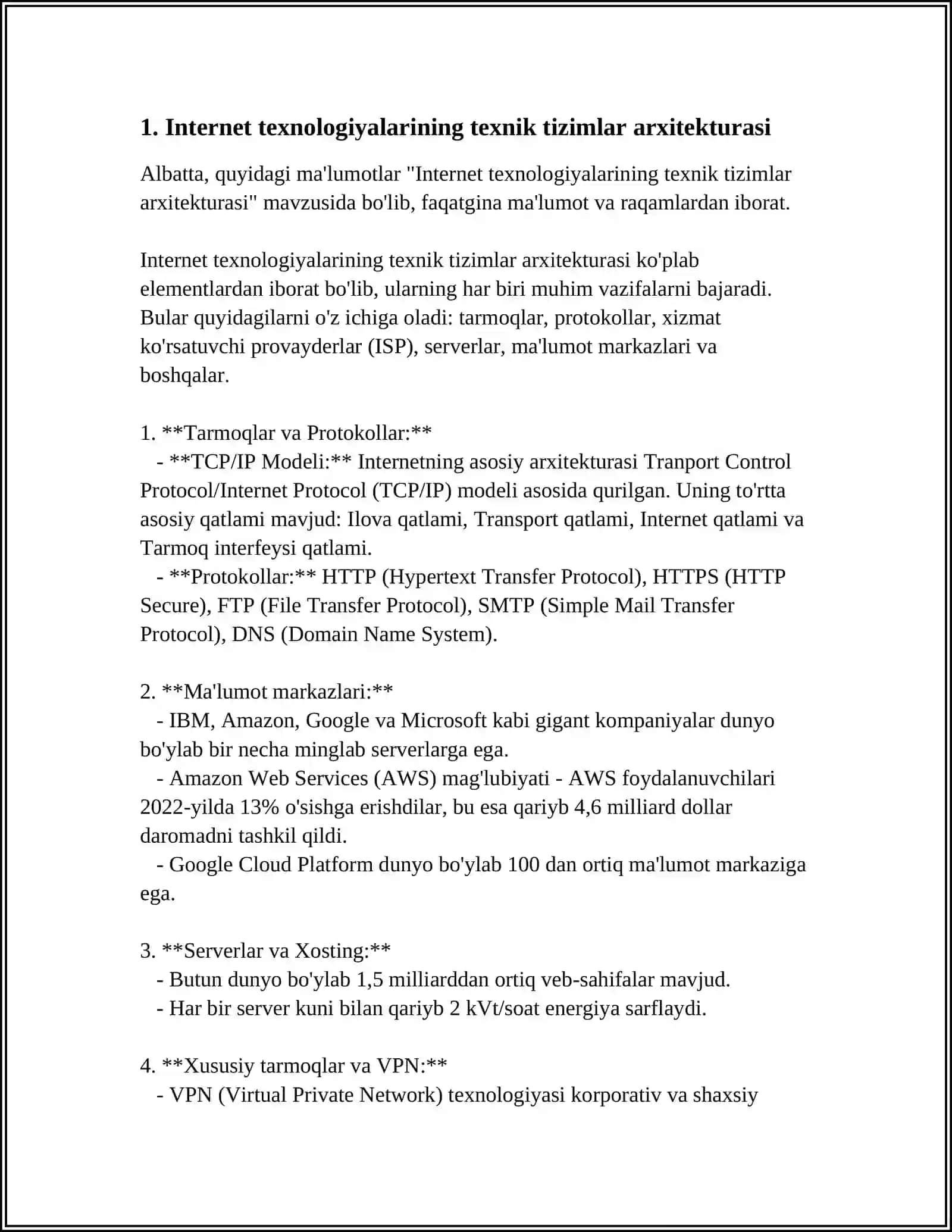 "INTERNET TEXNOLOGIYALARI'' TUSHUNCHASINING TEXNIK TIZIMLAR KONTEKSTIDAGI MA'NOSI" 4