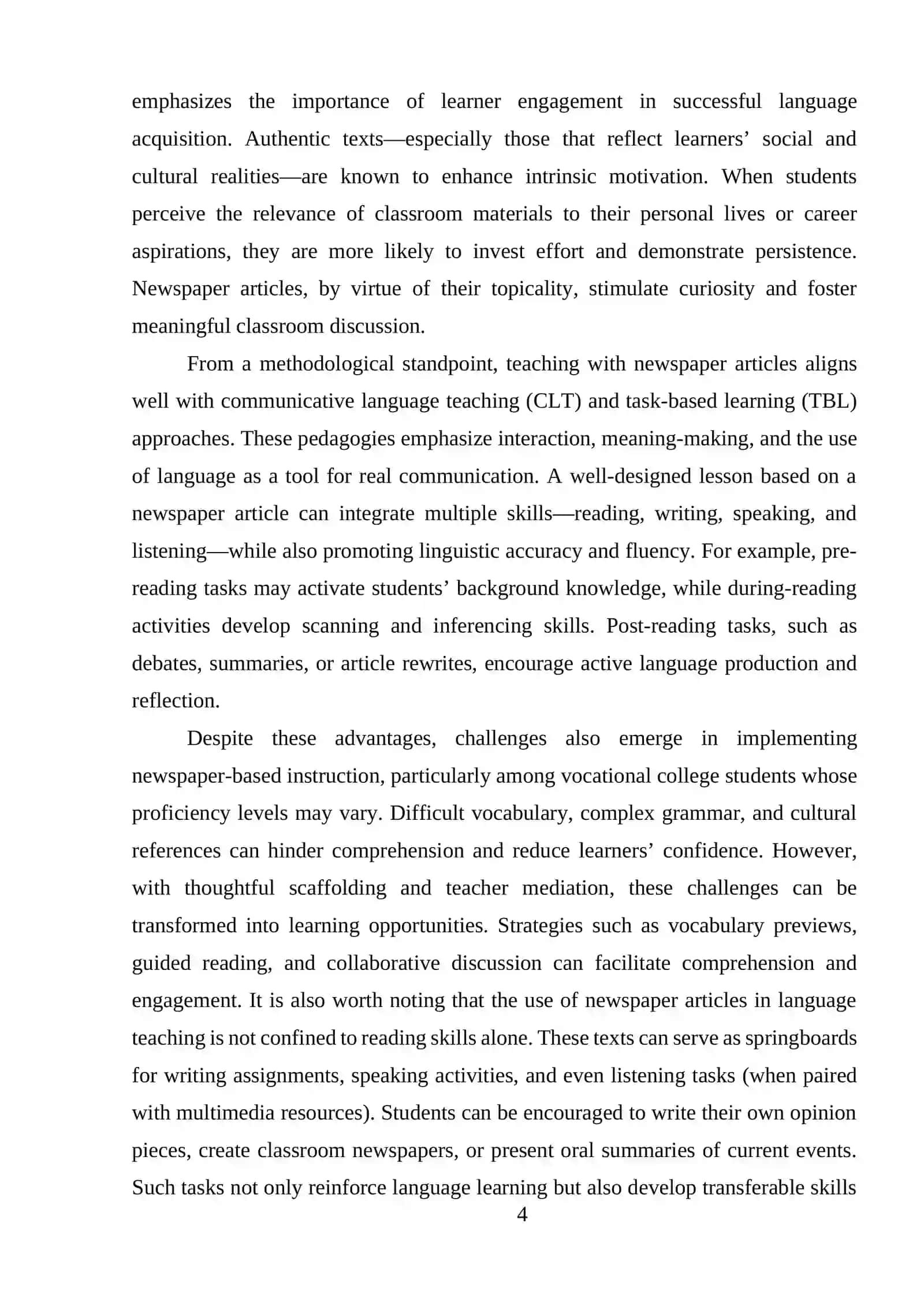 Course Paper: Working on the newspaper articles with the Vocational College Learners 4