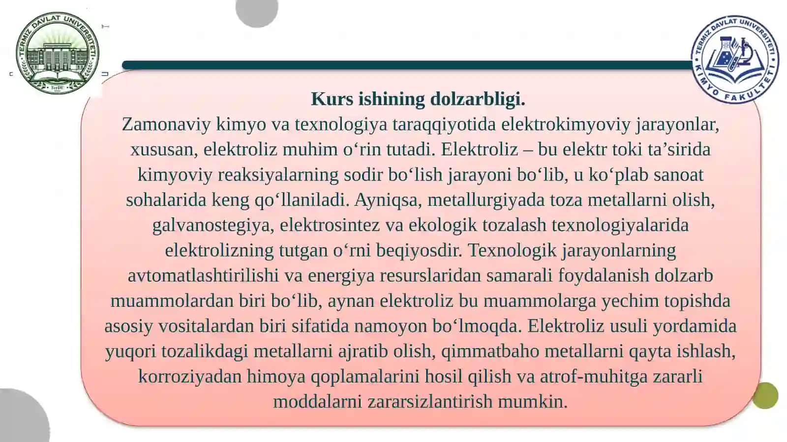 Elektroliz va uning amaliy ahamiyati 4