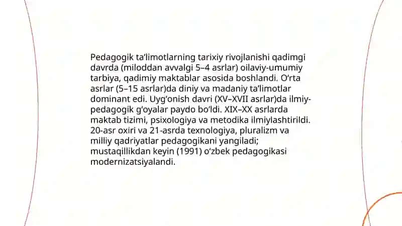 Pedagogik taʼlimotlar tarifi 4