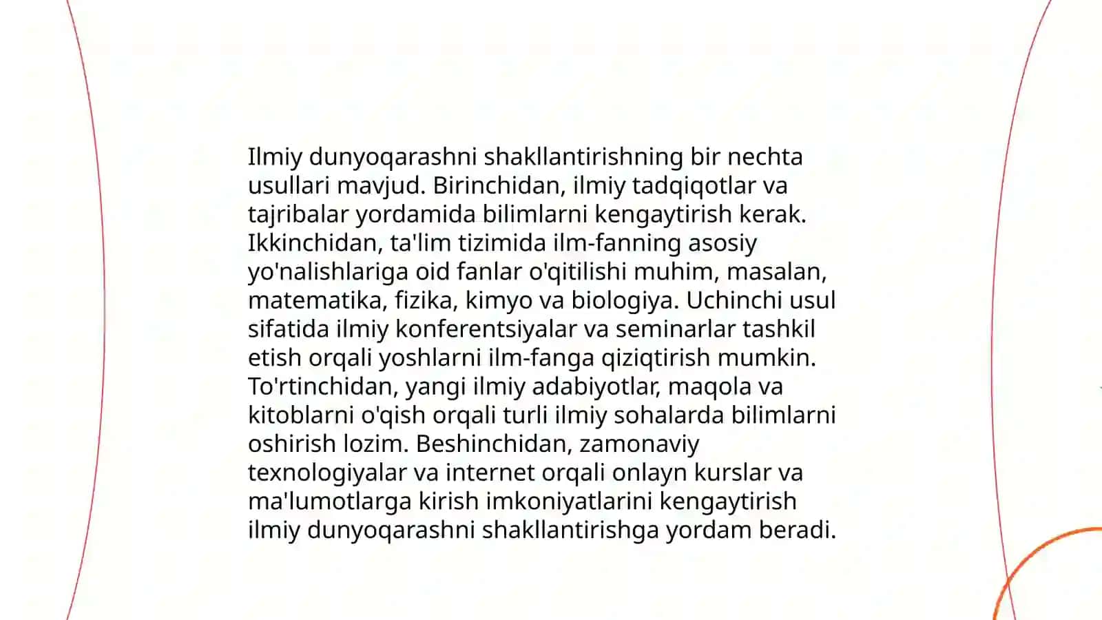 Ilmiy dunyoqarashni shakllantirish. Aqliy tarbiya 4