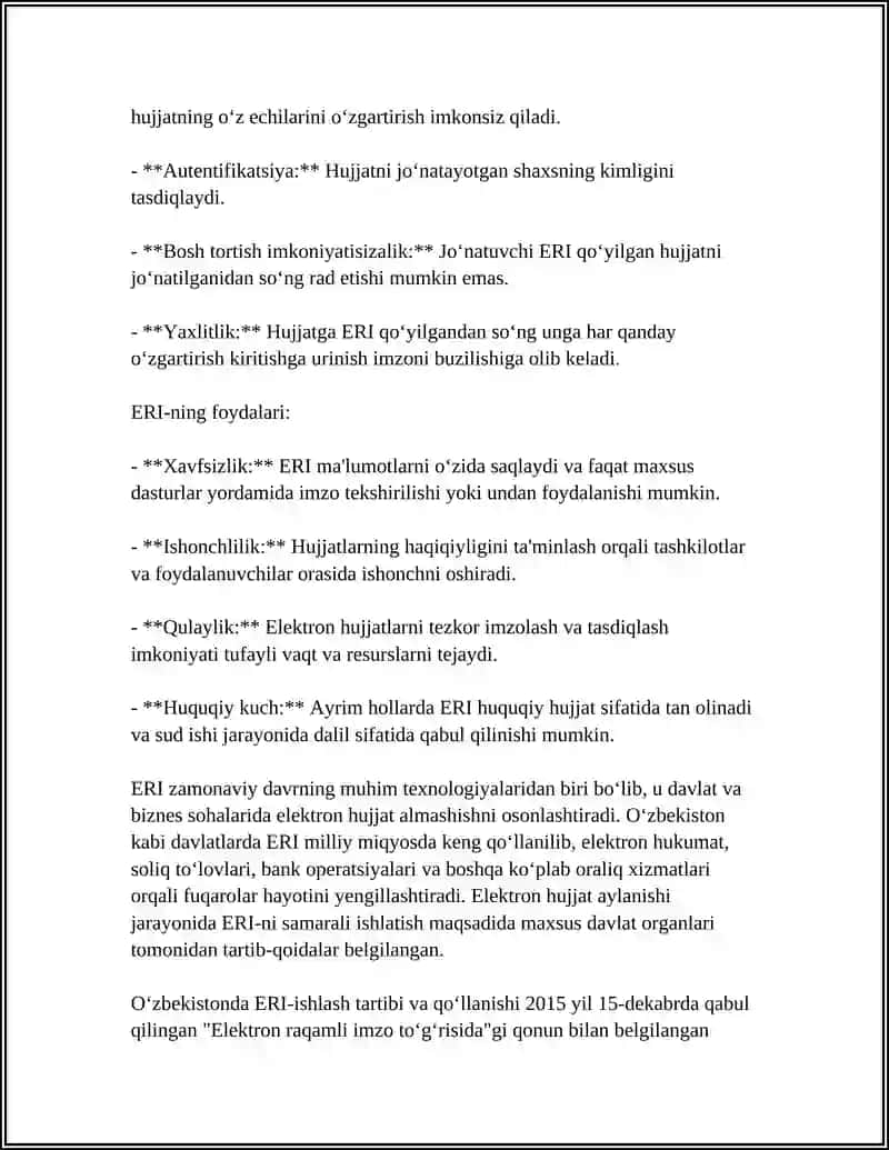 ELEKTRON RAQAMLI IMZO VA UNDAN FOYDALANISH REFERAT 4