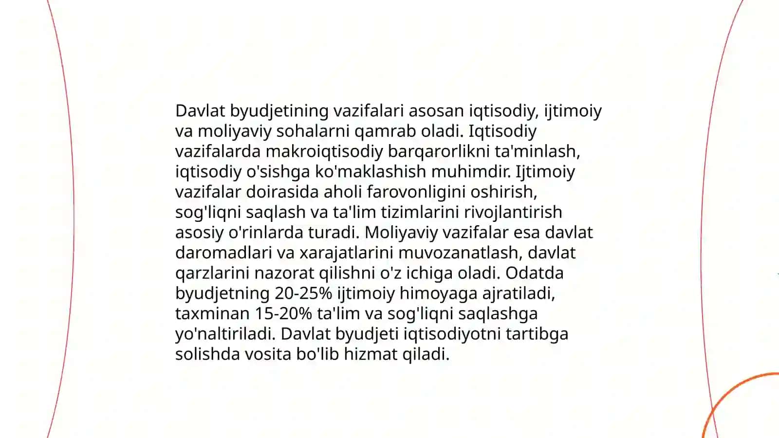 Moliyaviy tizim. Davlat byudjeti va fiskal siyosati 4