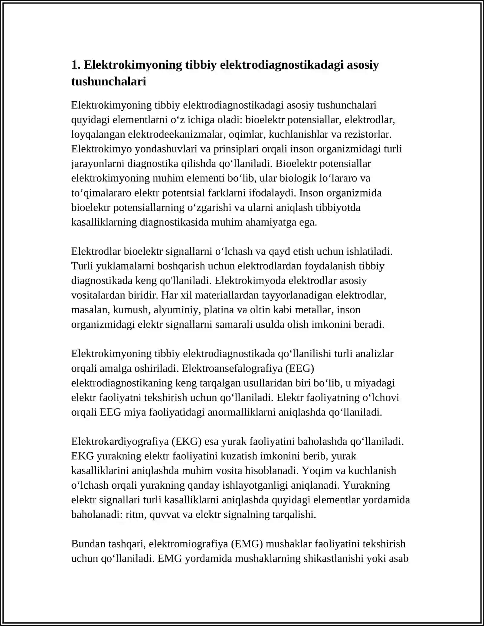 ELEKTROKIMYO TIBBIYOTDA ELEKTRODIAGNOSTIKANING ASOSI 4