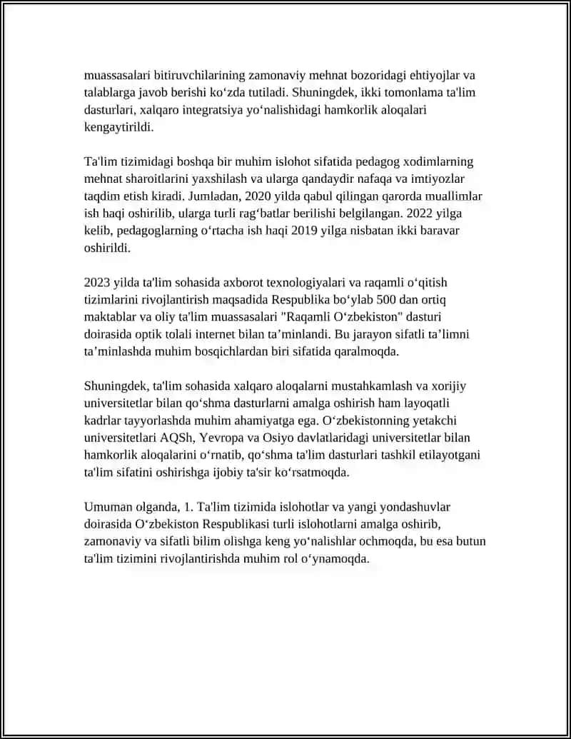 "Yangi O'zbekistonda Yangi Ishlohlar" 4