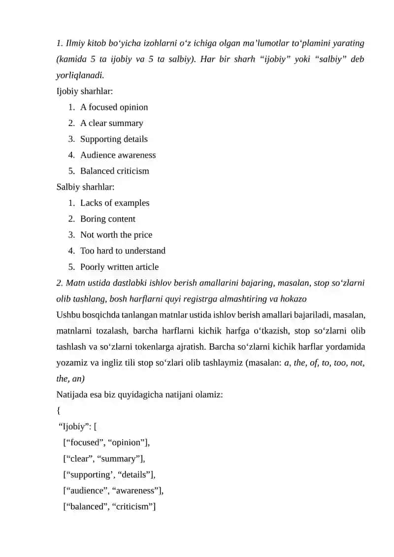 Bayes klassifikatori asosida matnlarni tasniflash 4