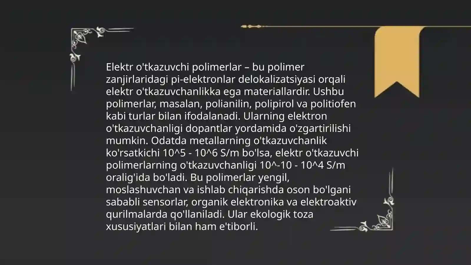 Polimerlarning oʻtkazuvchanligi 4