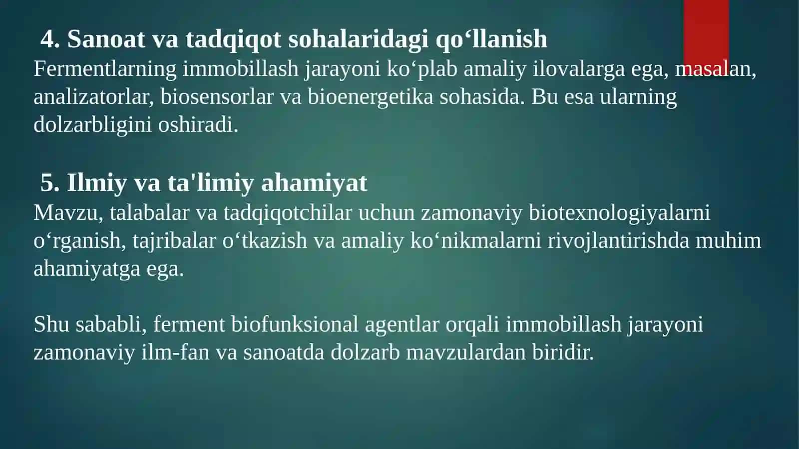 Fermentbiofunksionalagentlar orqali immobilash 4