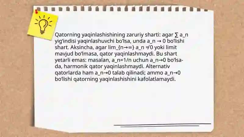Qator yaqinlashishning yetarli shartlari 4