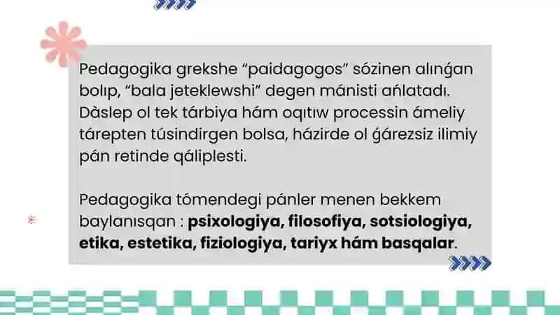 Ulıwma pedagogika tálim- tárbiya teoriyası 4