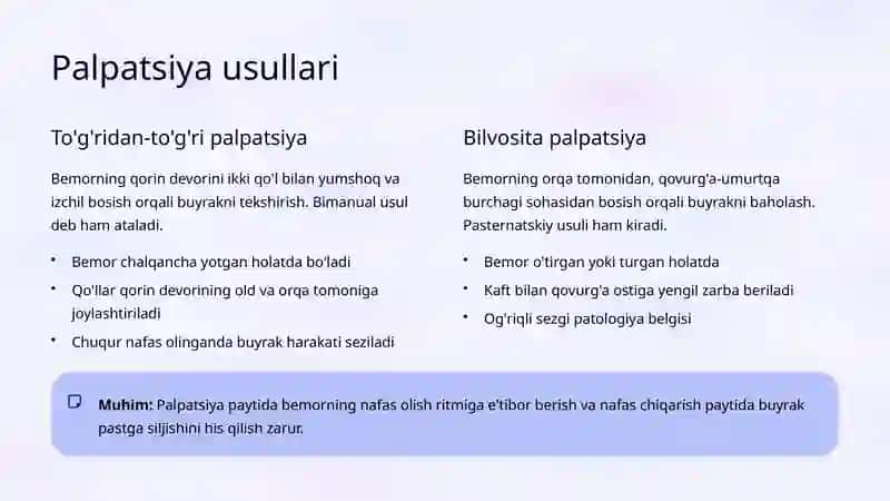 Buyraklarni palpatsiya va perkussiya qilish 4
