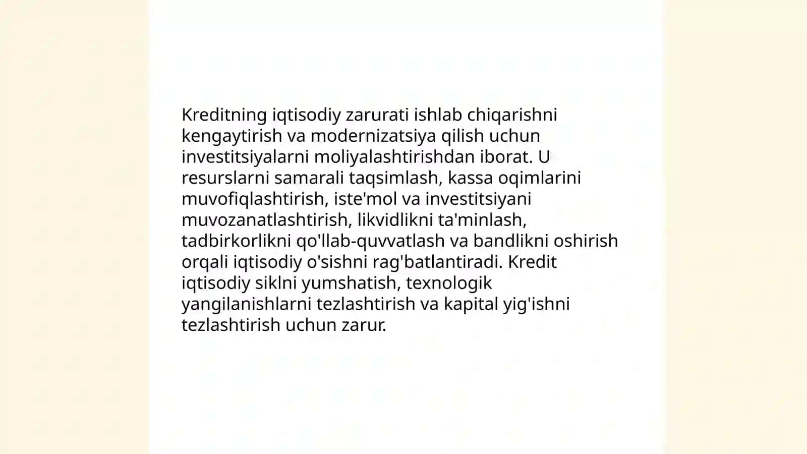 Kreditning zarurati, mohiyati va funksiyalari 4