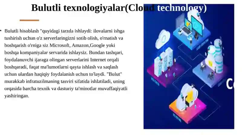 RAQAMLI IQTISODIYOTDA BULUTLI HISOBLASH, KATTA MA’LUMOTLAR VA BUYUMLAR INTERNETI TEXNOLOGIYALARI 4