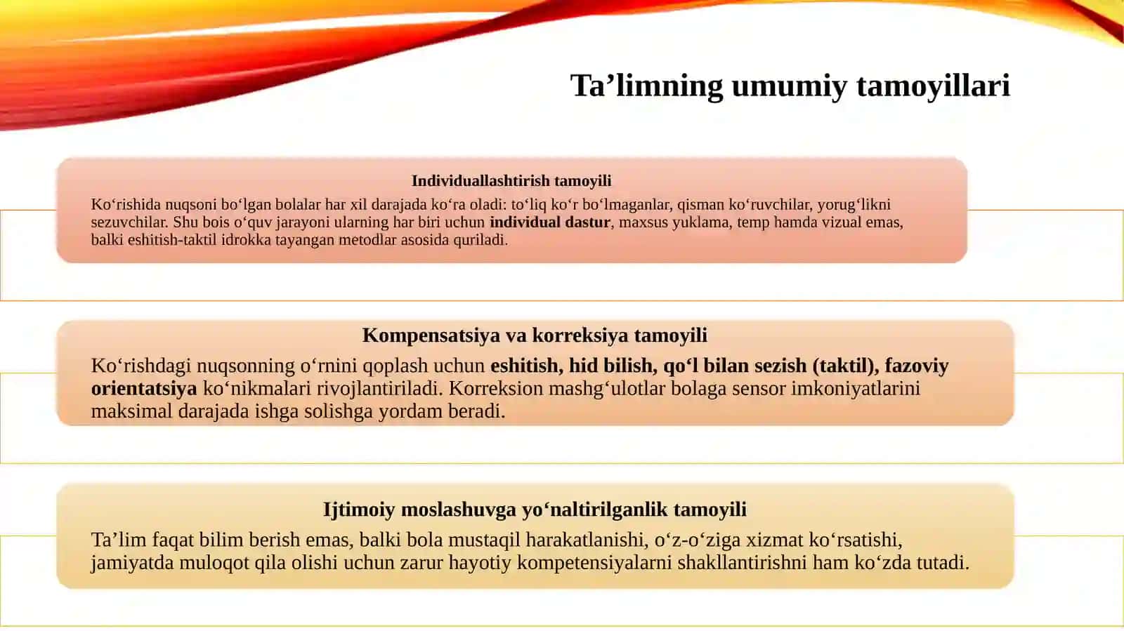 Ko'rishida nuqsoni bo'lgan bolalar ta’limining tashkiliy shakllari 4