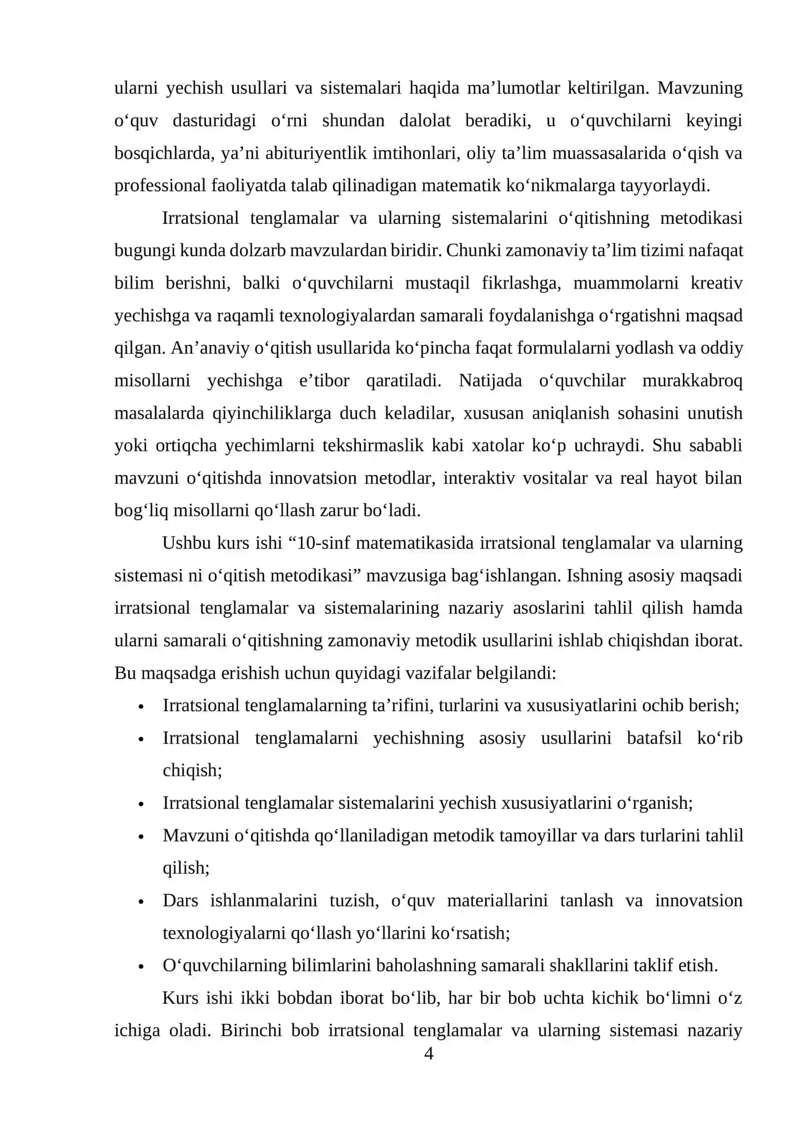 10-sinf matematikasida "Irratsional tenglamalar va ularni sistemasi" ni o‘qitish metodikasi 4