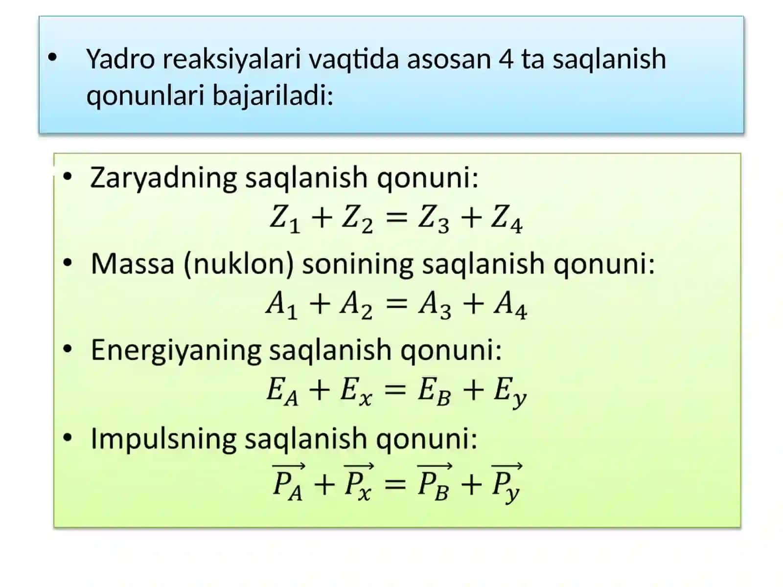 Yadro reaksiyalari. Siljish qonuni 4