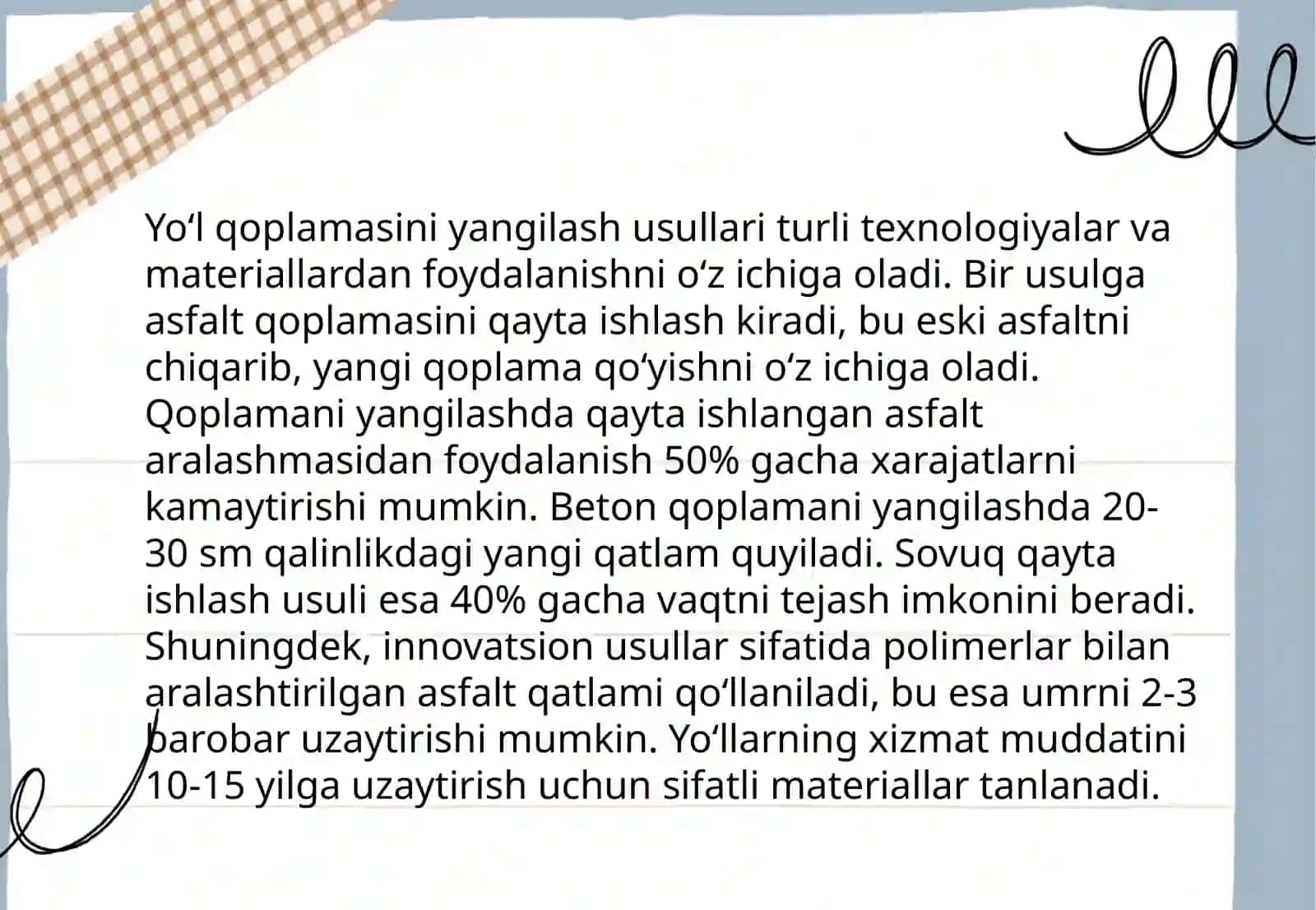 Avtomobil yo‘llarini joriy va mukammal tamirlash 4