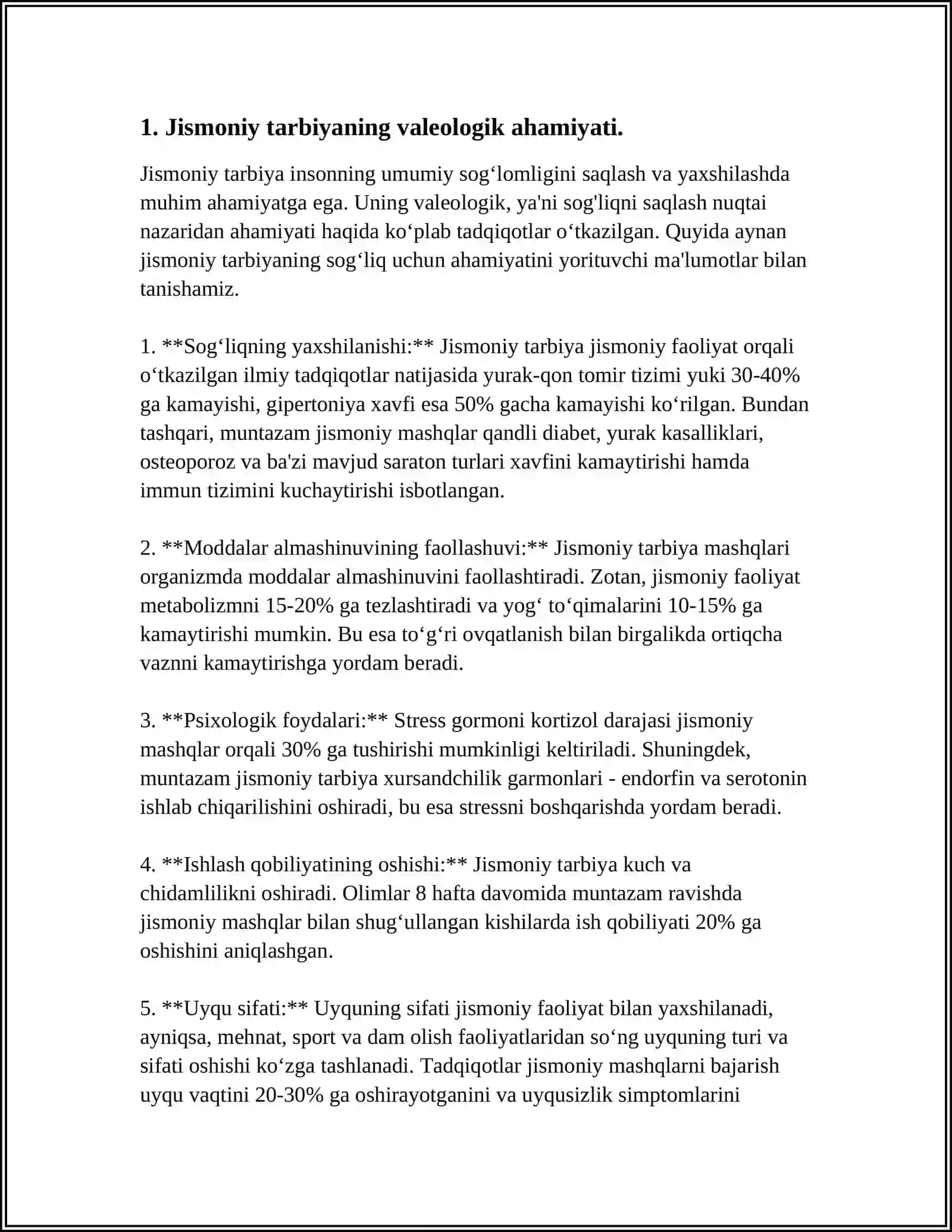 Jismoniy Tarbiya va Valeologiya 4