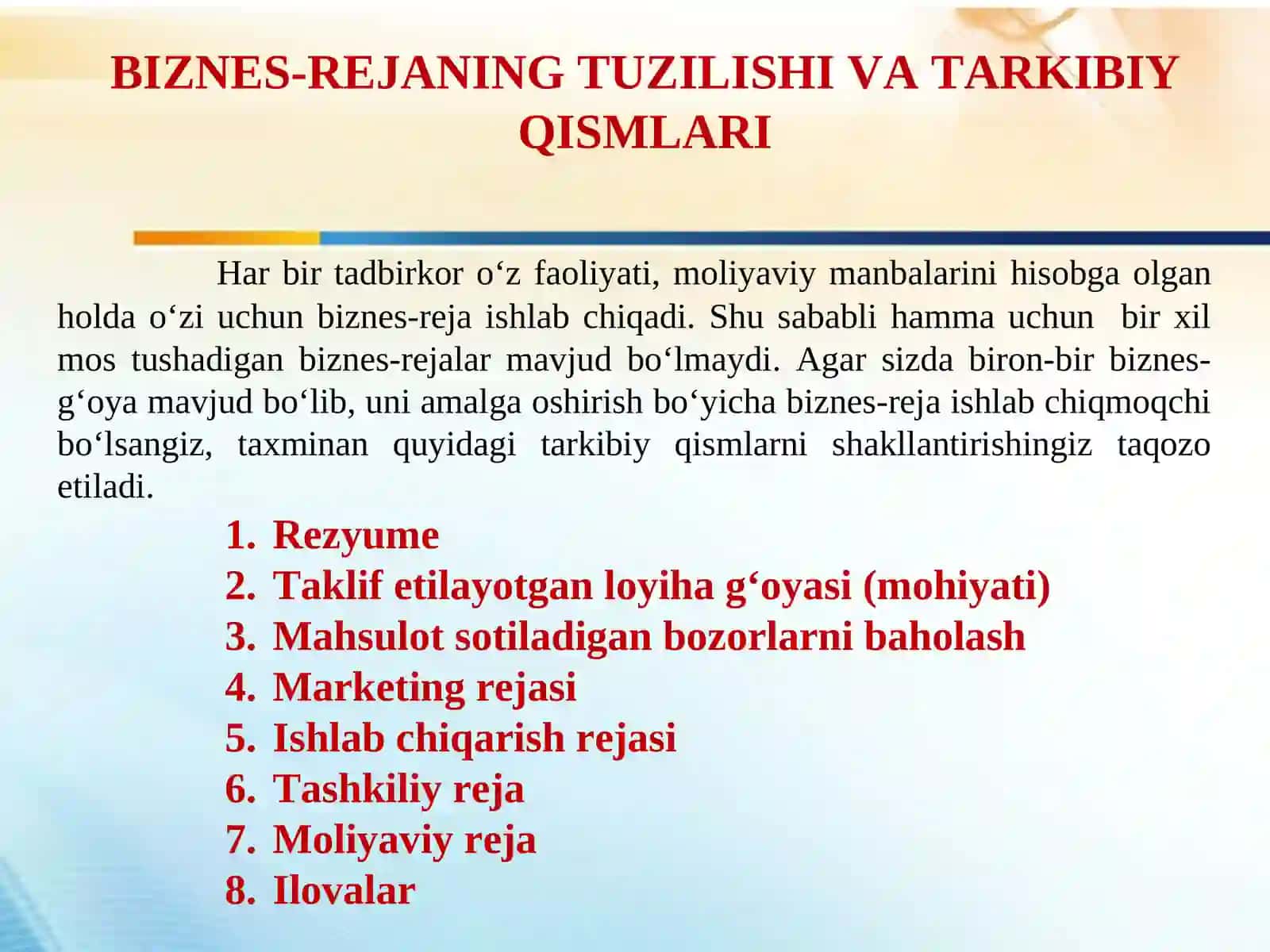 MUVAFFAQIYATLI BIZNES G’OYANI TANLASH 4