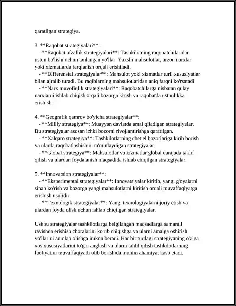 STRATEGIYA VA UNING TURLARI 4