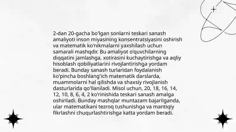 Teskari sanash qoida va qoidalari 4