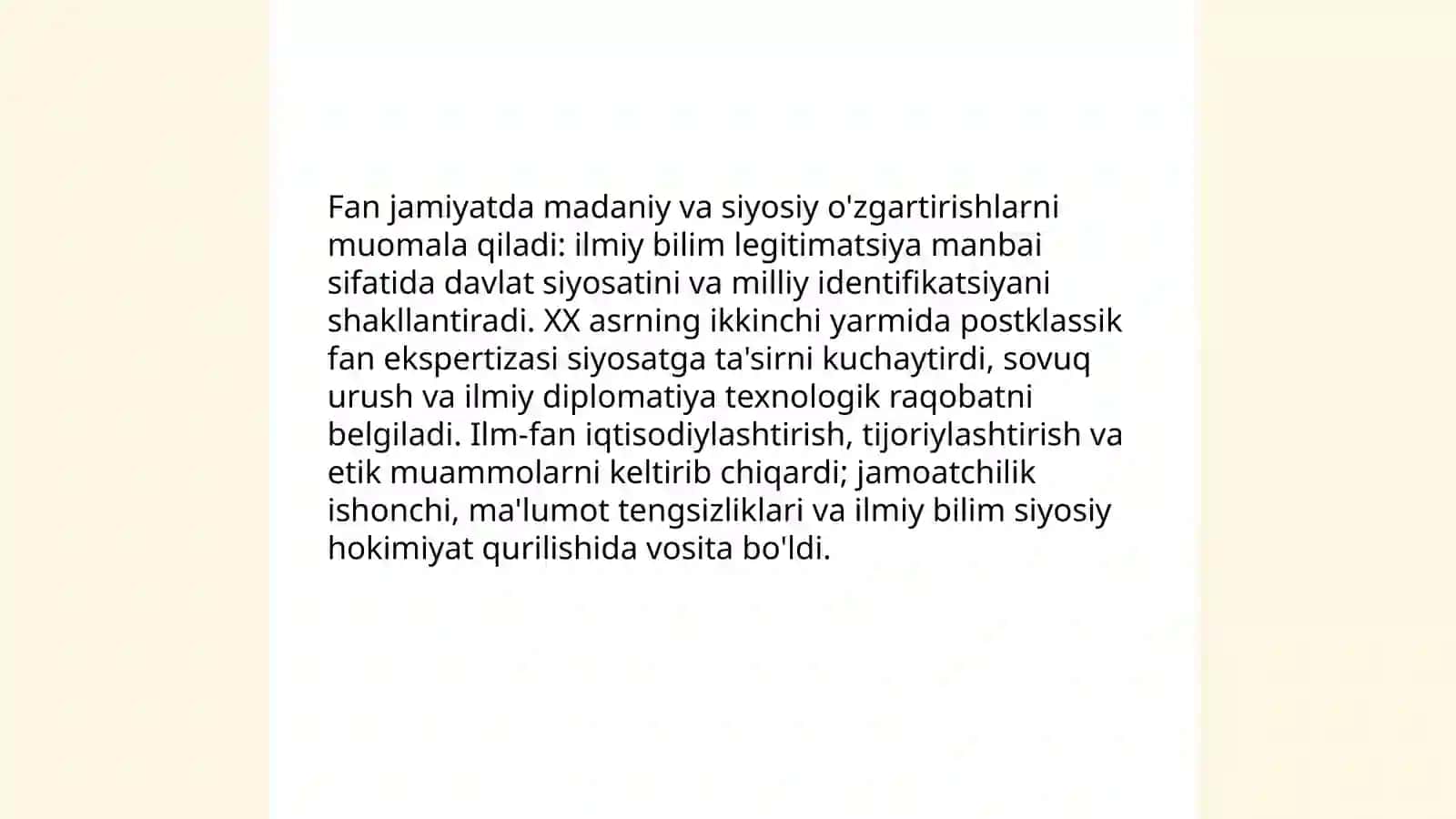 ZAMONAVIY DUNYODA FANNING O‘RNI VA ROLI 4