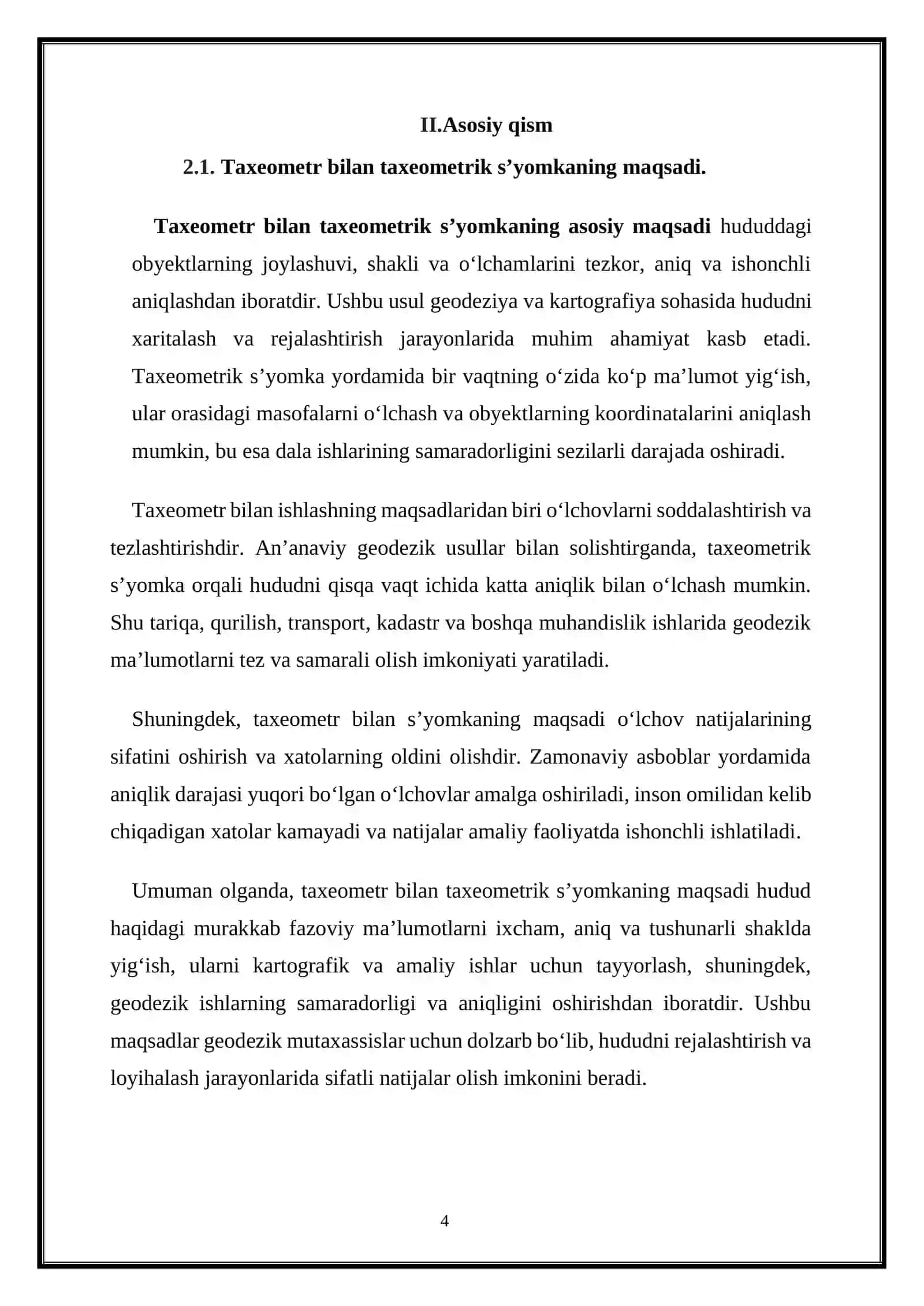 Taxeometr bilan taxeometrik s’yomka 4