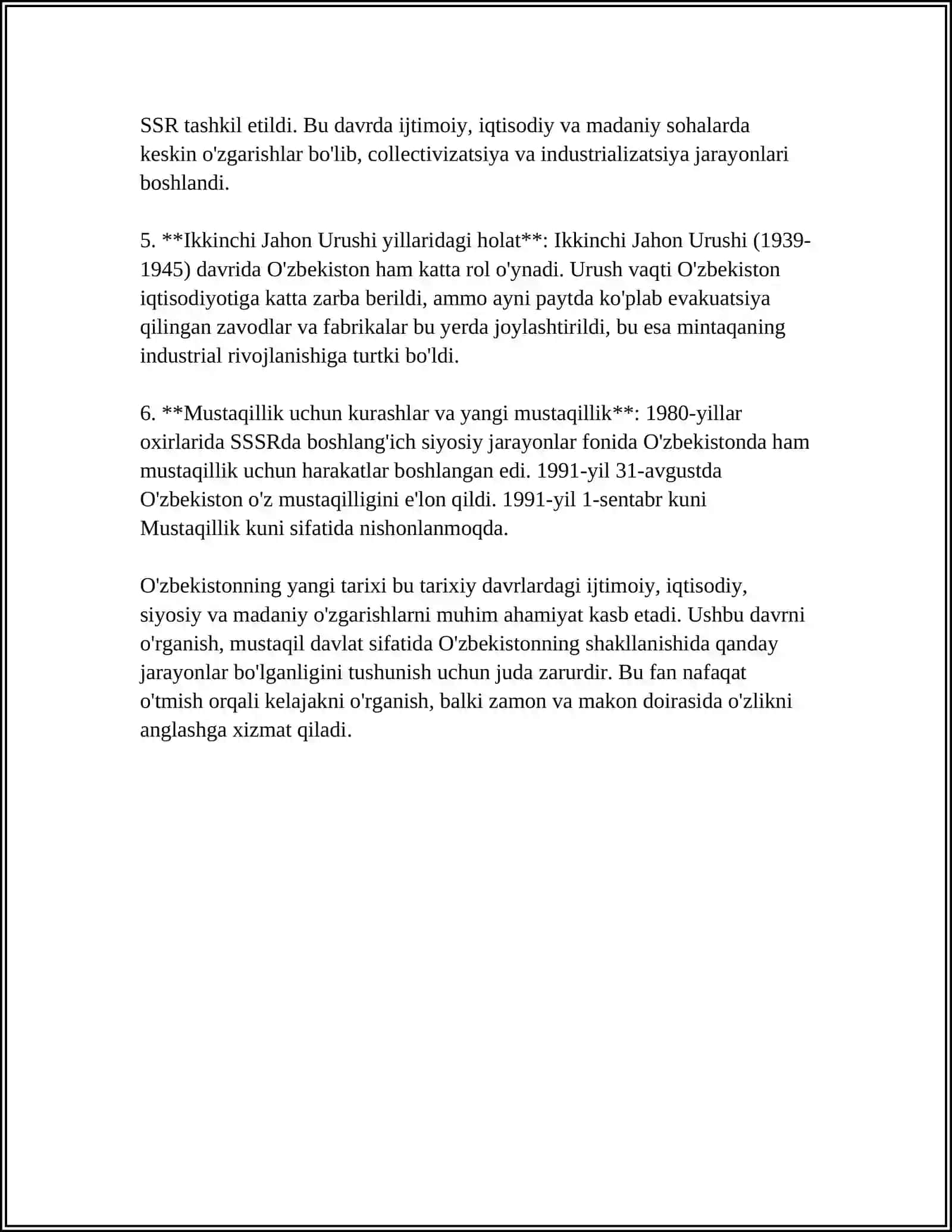 O'zbekistonning Eng Yangi Tarixi Fani 4