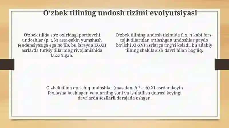 O'zbek tilining unli va undoshlar tizimi tarqqiyoti 4