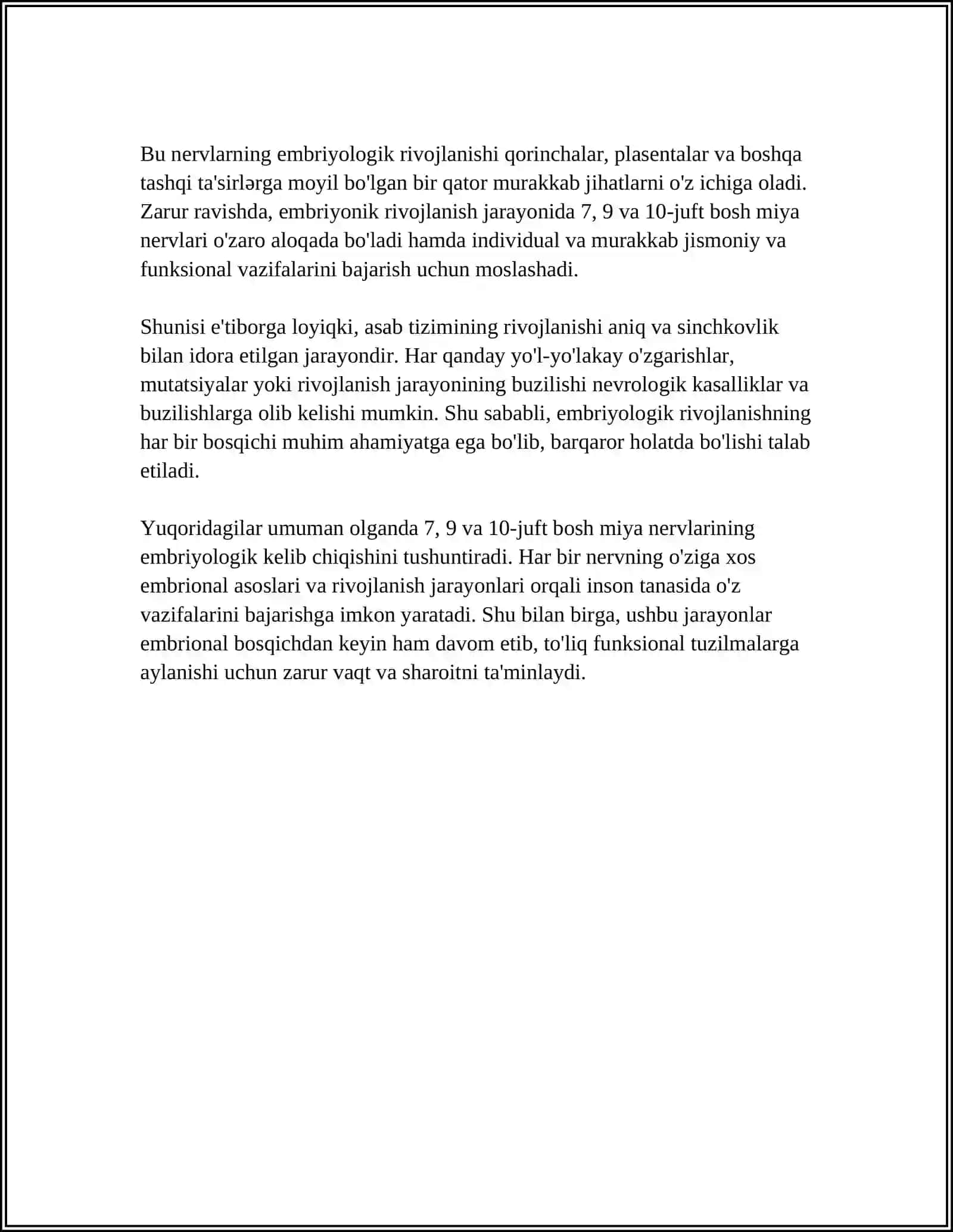 Embriyologik 7, 9, 10-juft bosh miya nervlar 4