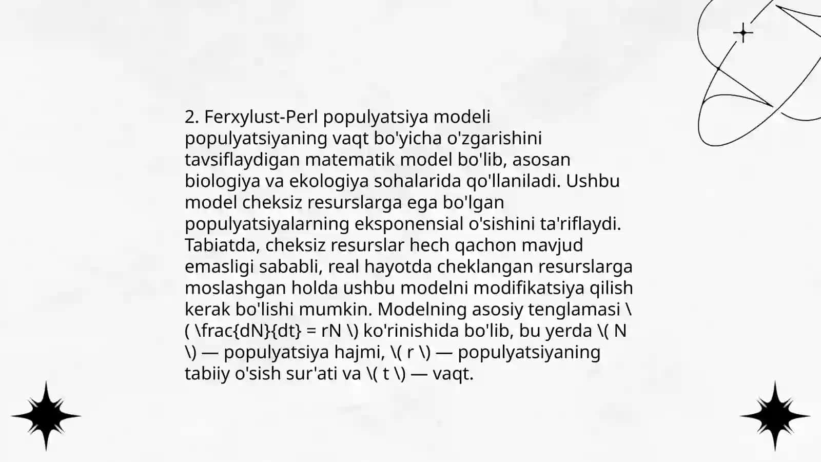 Maltus populyatsiyasi modeli 4