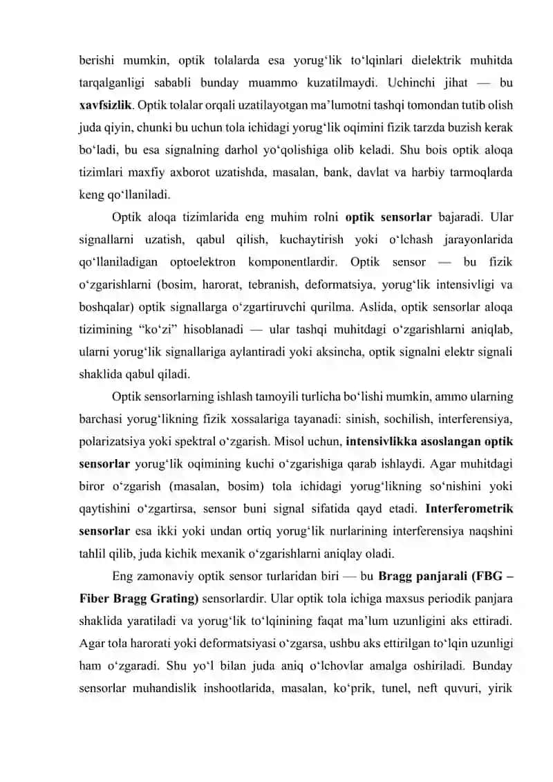 Optik sensorlar asosida yaratilgan aloqa tizimlari 4